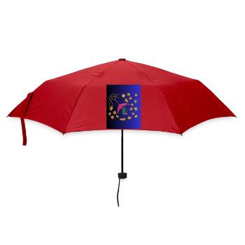 Golden flower parasol in midnight blue - Umbrella (small) - red - Front