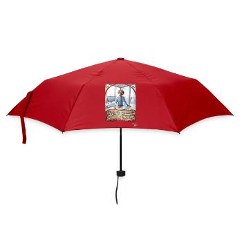 Heuschrecke JOGUE Bürokaufmann Kaufmann Pop Art - Regenschirm (klein) - Rot - Vorne