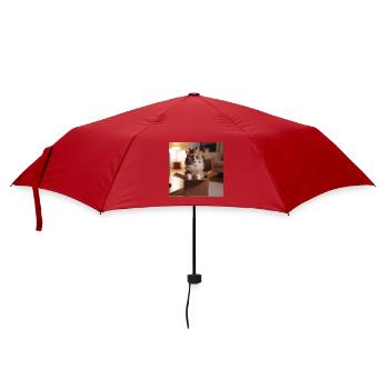 Lustige Katze - Regenschirm (klein) - Rot - Vorne