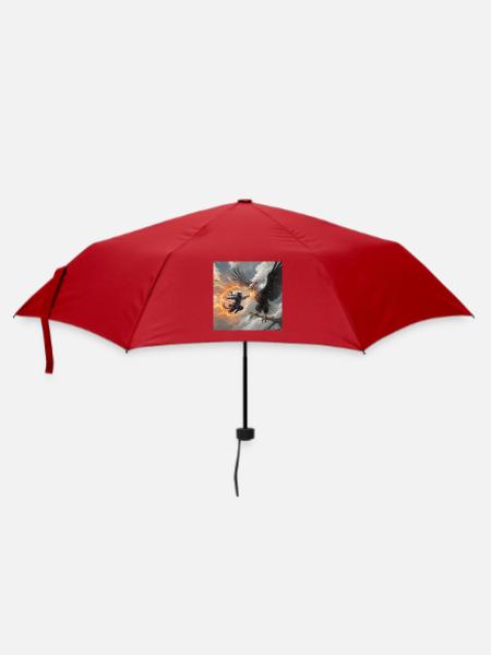 Legendary Beast and Warrior in Battle - Umbrella (small) - red