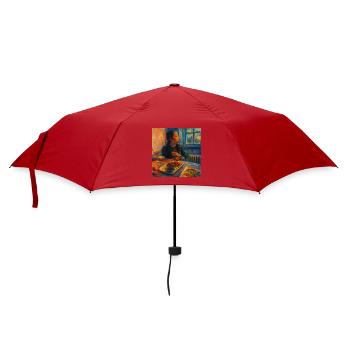 Expressive Portrait of Reflection and Meal - Umbrella (small) - red - Front