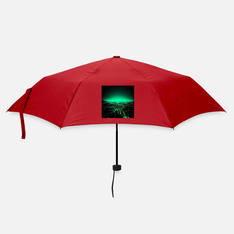 Neon Tech City Skyline - Umbrella (small) - red