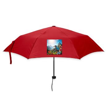 Königsfisch­er im Blumenparadies - Regenschirm (klein) - Rot - Vorne