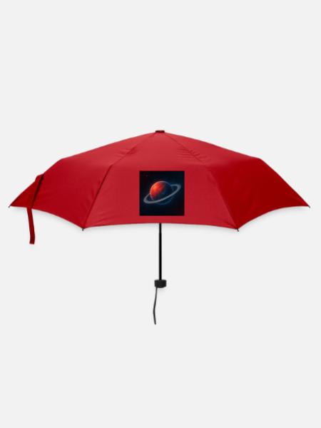 Planète rougebleu aux anneaux - Parapluie standard - rouge