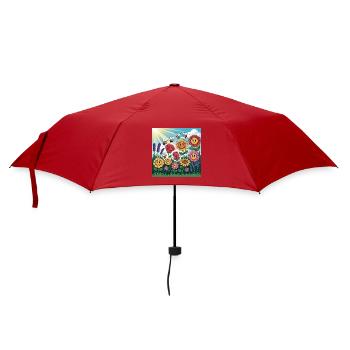 Sunny Flower Garden with Bee - Umbrella (small) - red - Front