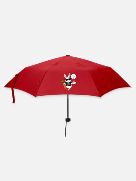 Chilliger Hase mit Karotte & Kaffee - Regenschirm (klein) - Rot