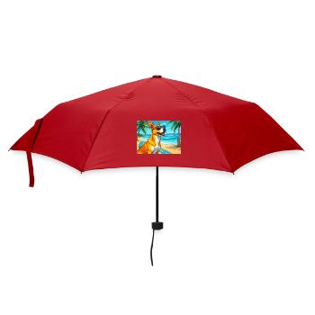 Chien de plage avec planche de surf et lunettes de soleil - Parapluie standard - rouge - Devant