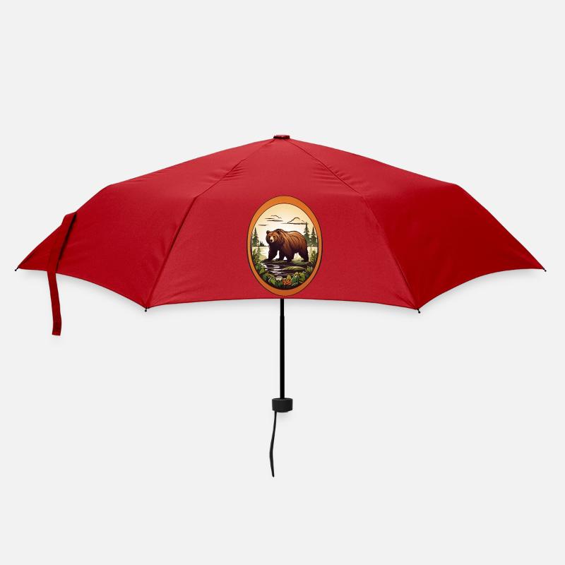 Waldbewohner Braunbär - Regenschirm (klein) - Rot