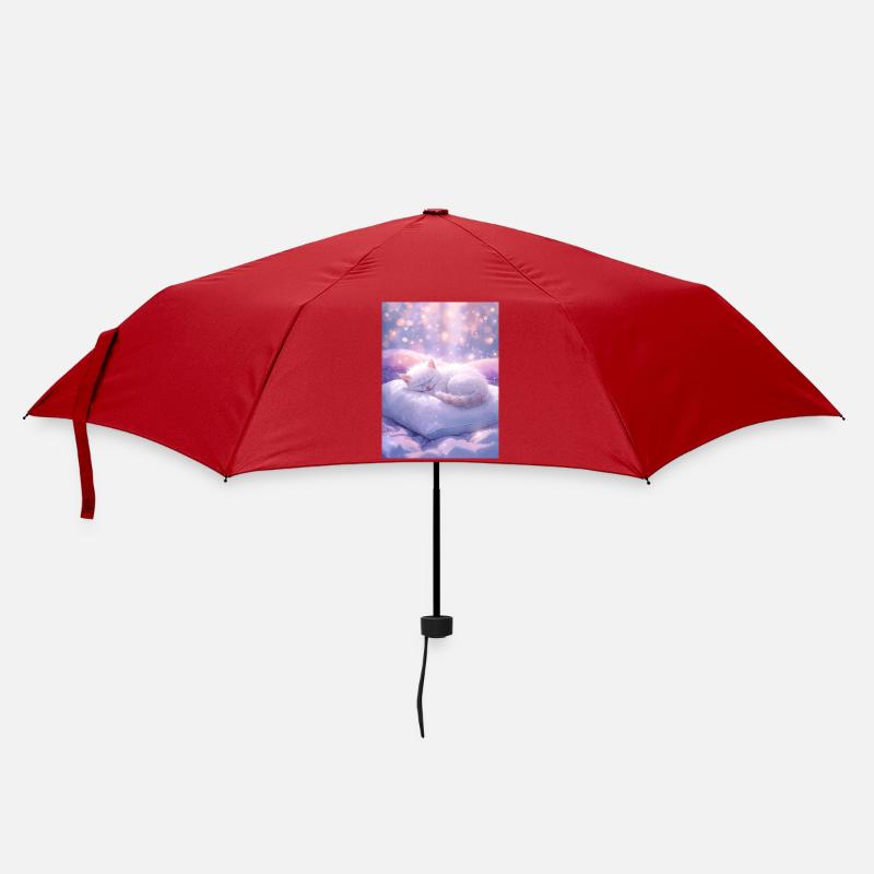 Verträumte schlafende Katze mit funkelndem Hintergrund - Regenschirm (klein) - Rot
