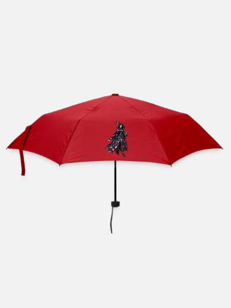 Farbige Hexenkappe mit Flügeln - Regenschirm (klein) - Rot