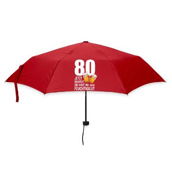 80 Geburtstag Bier Männer Lustiger Spruch - Regenschirm (klein) - Rot - Vorne