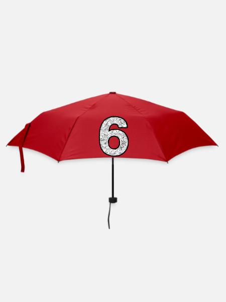 Sechs Ziffer mit Kratztextur - Regenschirm (klein) - Rot