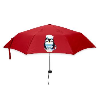 Cute penguin as a sailor in a navy look - Umbrella (small) - red - Front