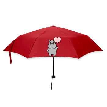 Süßes Nilpferd Herz Ballon Liebe - Regenschirm (klein) - Rot - Vorne