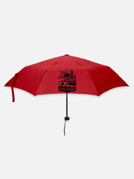 Côte d'Azur Silhouette Meer & Leuchtturm - Regenschirm (klein) - Rot