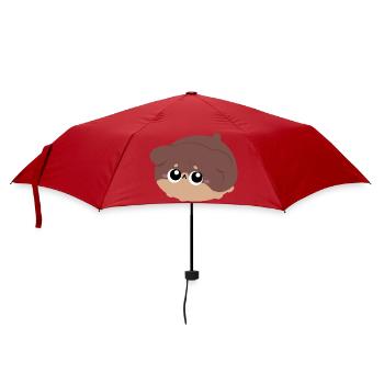 Schläfriger brauner Rottweiler-Plüsch - Regenschirm (klein) - Rot - Vorne