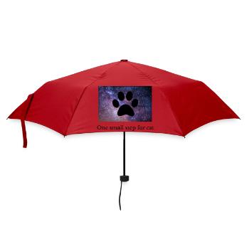 Pfotenabdruck Galaxie Katze niedlich Geschenkidee  - Regenschirm (klein) - Rot - Vorne