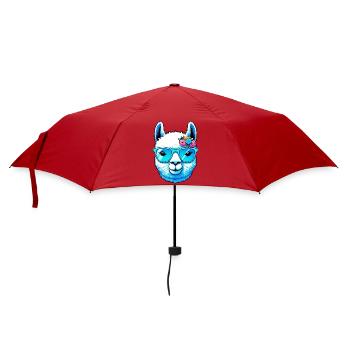 Alpaka mit Sonnenbrille - Regenschirm (klein) - Rot - Vorne