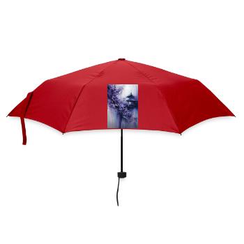 Purple Pagoda and Flowers - Umbrella (small) - red - Front