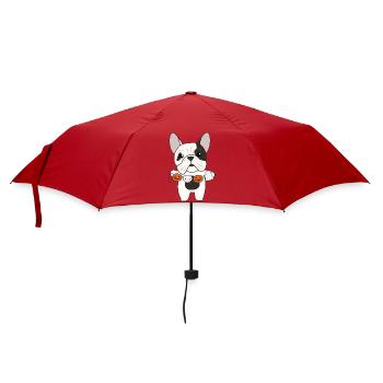 French Bulldog Happy Halloween Hunde Kostüm - Regenschirm (klein) - Rot - Vorne