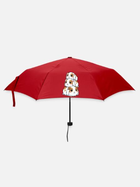 Gestapeltes Meerschweinchen-Kawaii-Trio - Regenschirm (klein) - Rot