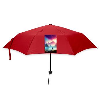 Landscape with lake, boat and mountains - Umbrella (small) - red - Front