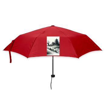 Temple de samouraïs serein dans un Japon enchanteur - Parapluie standard - rouge - Devant