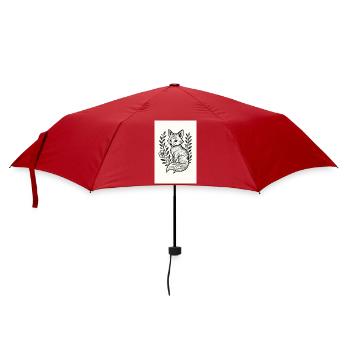 Fuchs im Blumenkranz Lineart - Regenschirm (klein) - Rot - Vorne