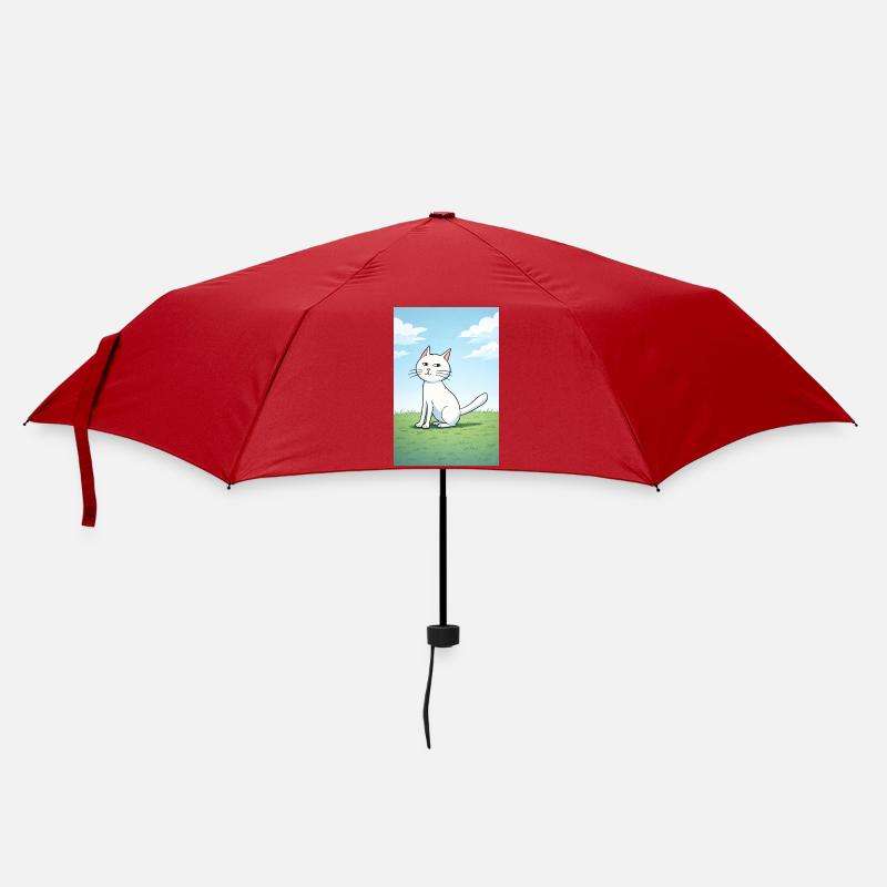 Chat blanc au regard espiègle - Parapluie standard - rouge