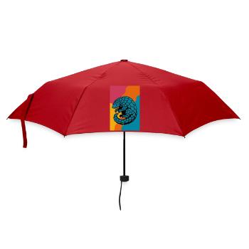 Pangolin Pop Art - Regenschirm (klein) - Rot - Vorne