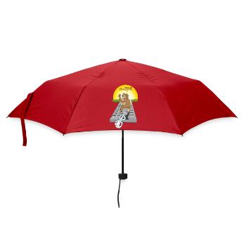 Humorvolles Affen-Design mit Tastatur - Regenschirm (klein) - Rot - Vorne