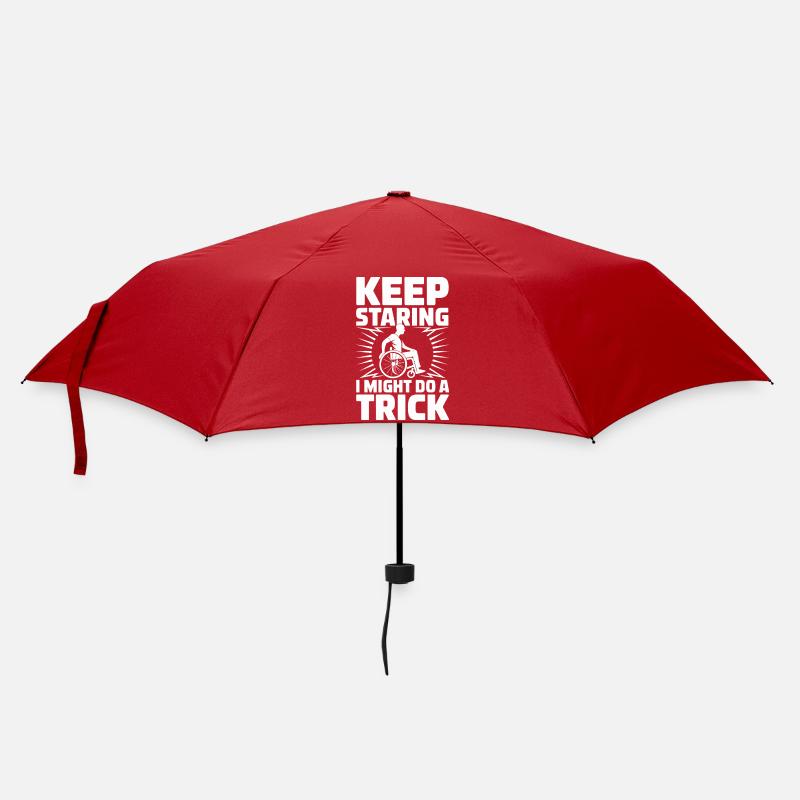 Keep Staring I Might Do A Trick Rollstuhl Humor - Regenschirm (klein) - Rot