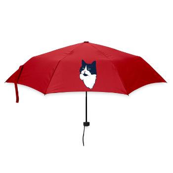 Mitternachts-Tuxedo-Katzenporträt - Regenschirm (klein) - Rot - Vorne