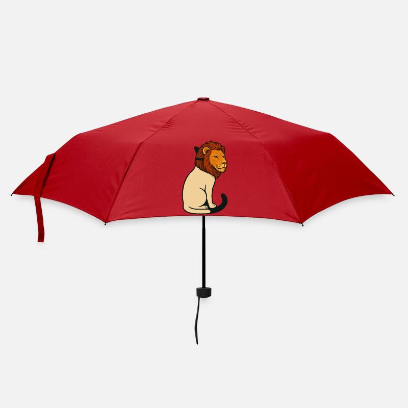 Katze trägt eine Maske eines Löwen - Regenschirm (klein) - Rot