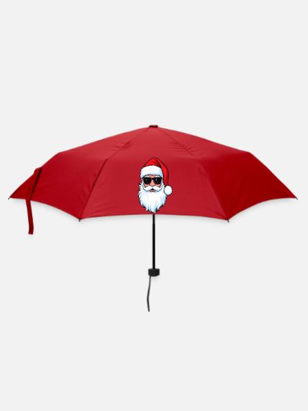 Weihnachtsmann mit Sonnenbrille Hipster Santa - Regenschirm (klein) - Rot