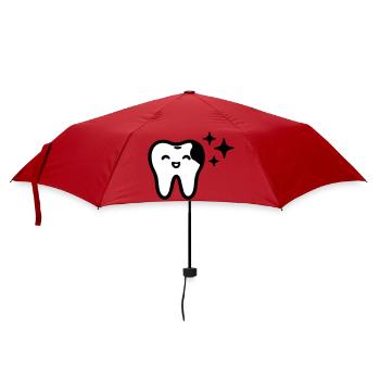 Lächelnder Zahn Symbol Schwarz - Regenschirm (klein) - Rot - Vorne