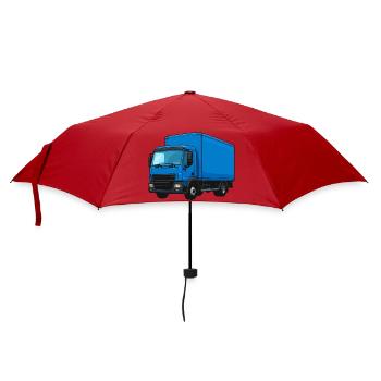 Blauer LKW Kraftvoller Transporter - Regenschirm (klein) - Rot - Vorne