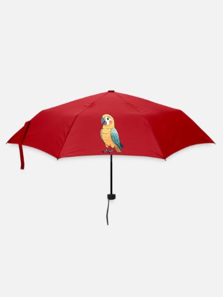 Bunter Papagei Illustration - Regenschirm (klein) - Rot