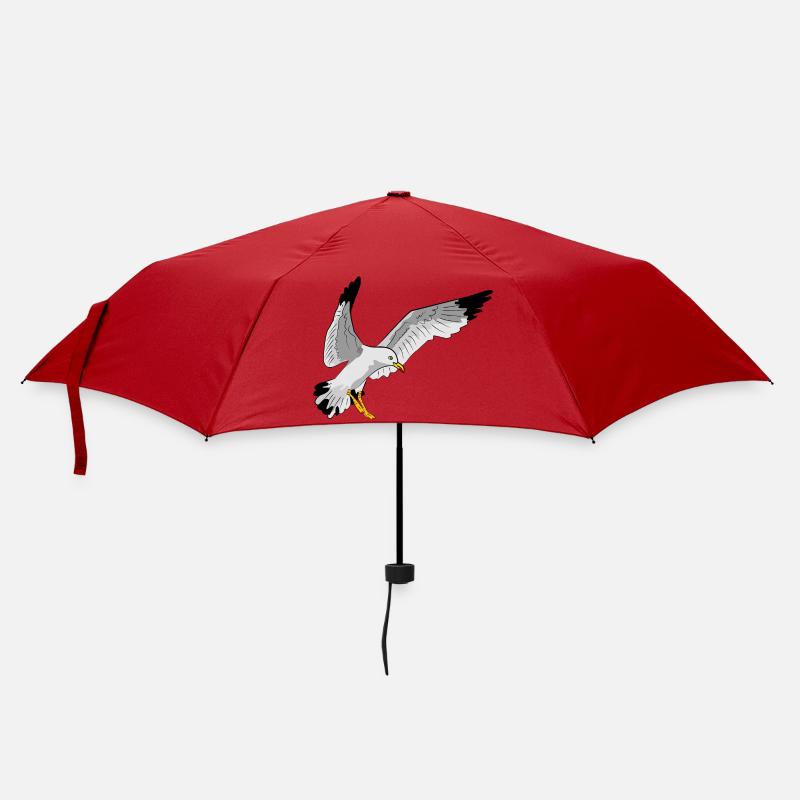 Stilvolle Seevogel Silhouette einer Möwe - Regenschirm (klein) - Rot