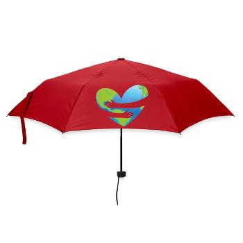 Earth Day - Herz Umarmung - Regenschirm (klein) - Rot - Vorne