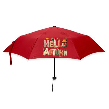 Hello Autumn – Warmes Strickdesign - Regenschirm (klein) - Rot - Vorne