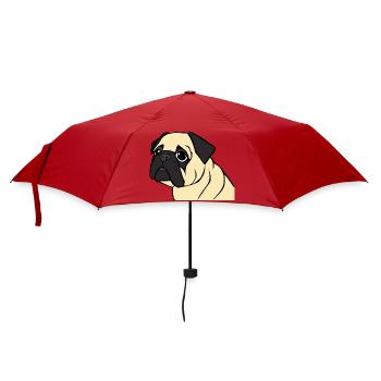 Mops Hunde T-shirt Geschenk Weihnachten - Regenschirm (klein) - Rot - Vorne