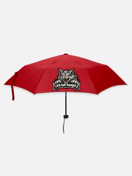 Böse Katze mit "Ich hab Hunger" Spruch - Regenschirm (klein) - Rot