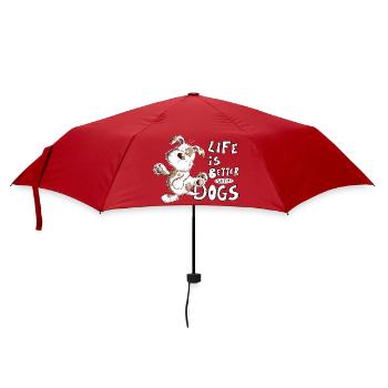 Hunde Cartoon Life IS Better With Dogs - Regenschirm (klein) - Rot - Vorne