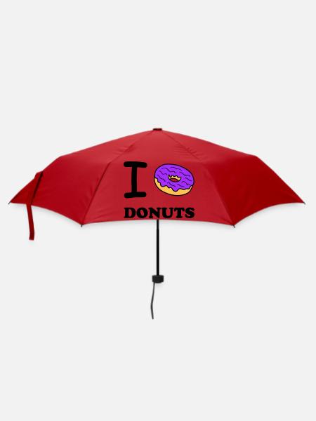 I Love Donuts - Regenschirm (klein) - Rot