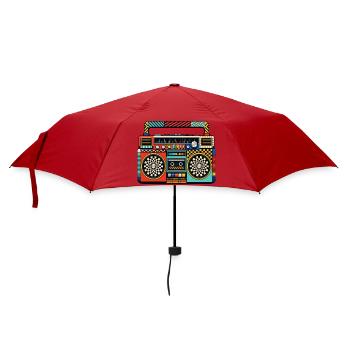 Retro Boombox – 80s Ghetto Blaster - Umbrella (small) - red - Front