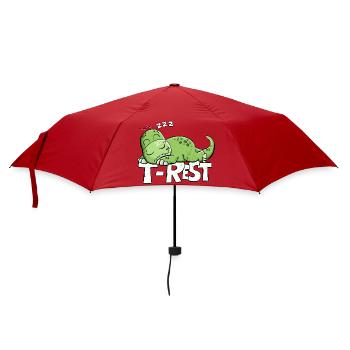 T-Rest Dino Schlafen | Lustiger Dinosaurier - Regenschirm (klein) - Rot - Vorne