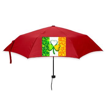 Kleeblatt auf der irischen Flagge mit Klee - Regenschirm (klein) - Rot - Vorne