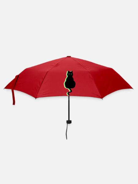 Neon Katze - Regenschirm (klein) - Rot