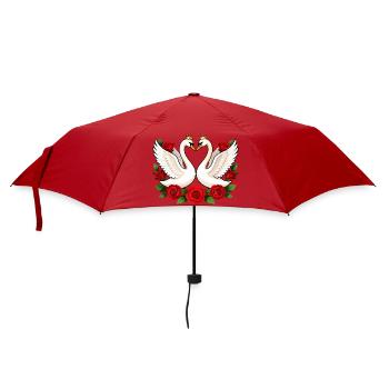 Royal Swan Union with Roses - Umbrella (small) - red - Front